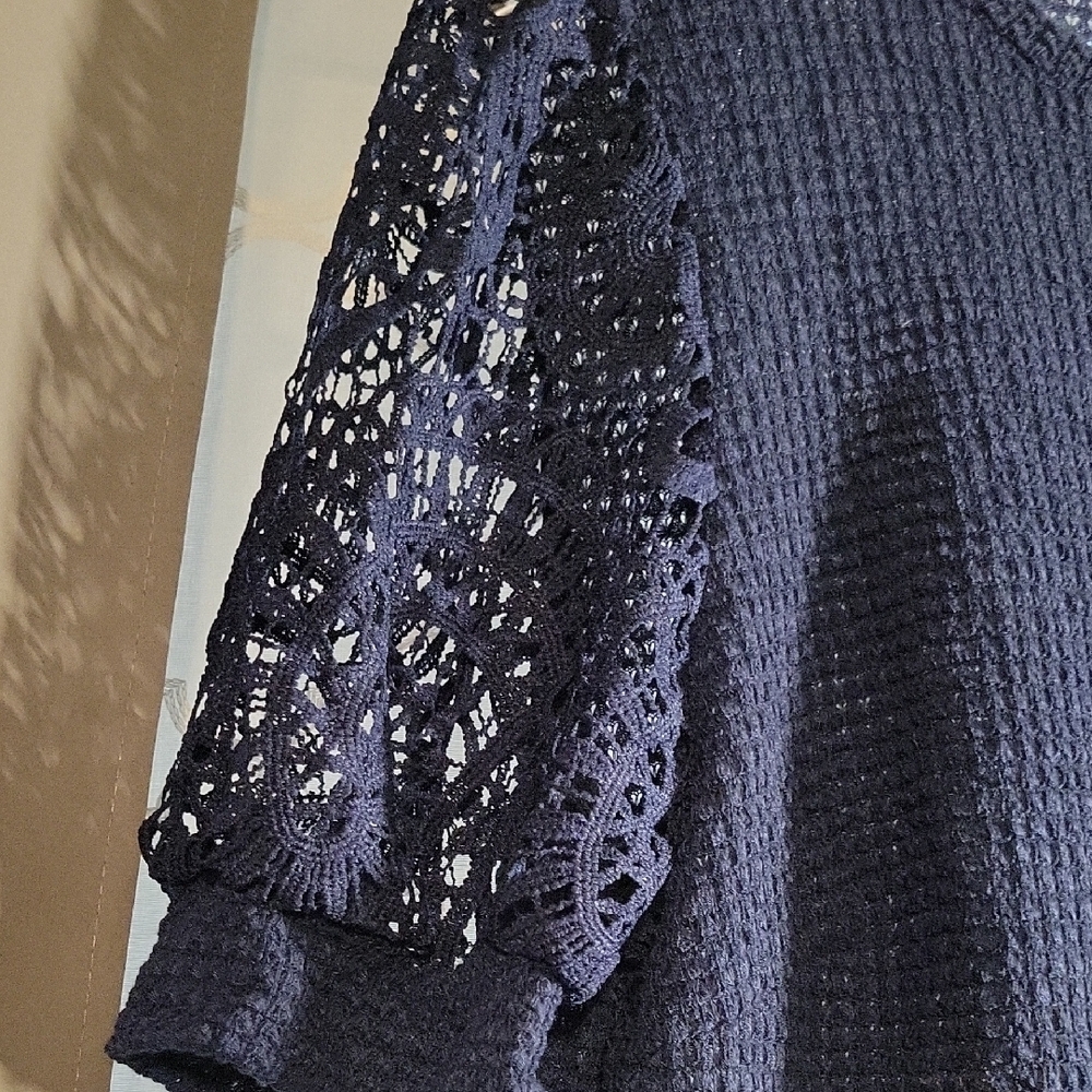 NWOT SHEIN Blue Boxy Ribbed Blouse - Picture 5 of 6
